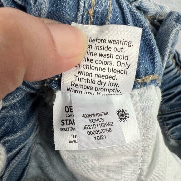 SO Paper Bag Elastic Waist High Rise Mom Light Blue Denim Shorts Juniors' 1/25W - Picture 8 of 12